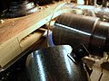 Cutting Mortise For A Bottom Rail Close-Up